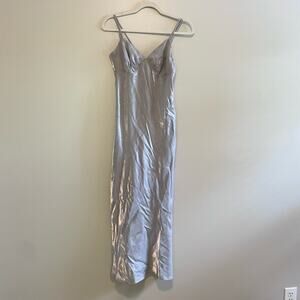 NWT Wild Fable Size XS Gray Silver Iridescent Maxi Slip Dress Fairycore